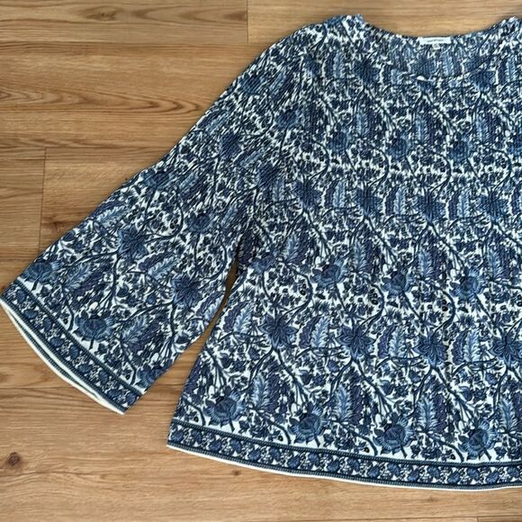 Max Studio Womens Blue Pleated Paisley Blouse Sz 2X Plus Office Workwear Casual - Picture 4 of 8